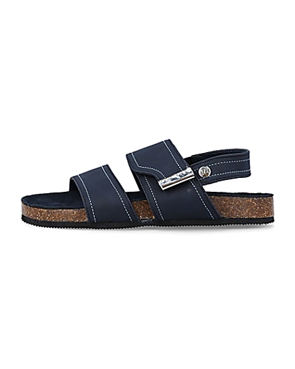 360 degree animation of product Boys navy stitched sandals frame-3