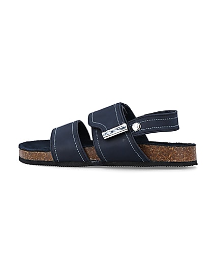 360 degree animation of product Boys navy stitched sandals frame-4