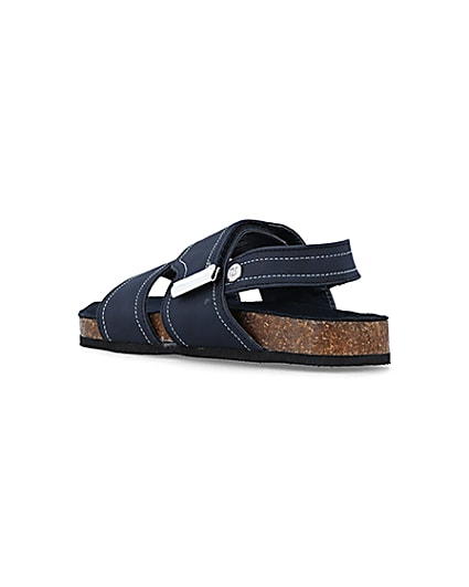 360 degree animation of product Boys navy stitched sandals frame-6