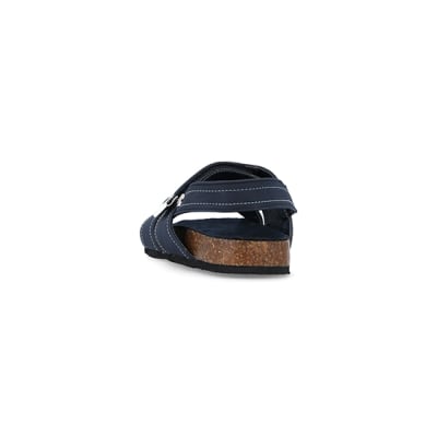 360 degree animation of product Boys navy stitched sandals frame-8