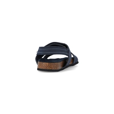 360 degree animation of product Boys navy stitched sandals frame-10