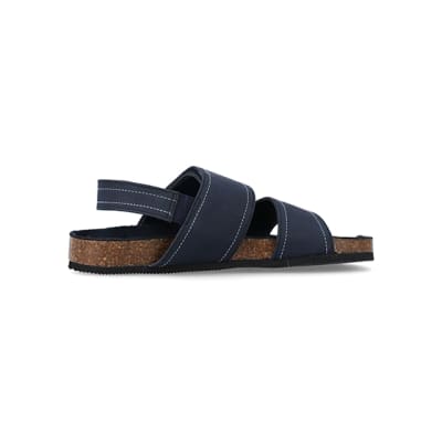 360 degree animation of product Boys navy stitched sandals frame-14