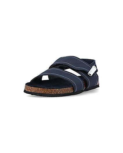 360 degree animation of product Boys navy stitched sandals frame-23