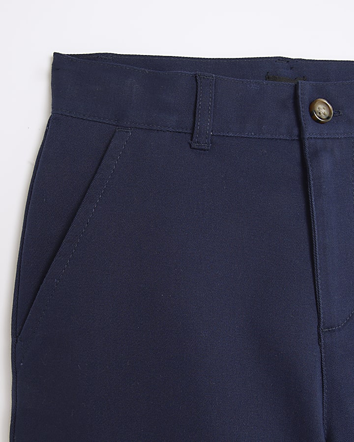 Boys navy stretch chino trousers