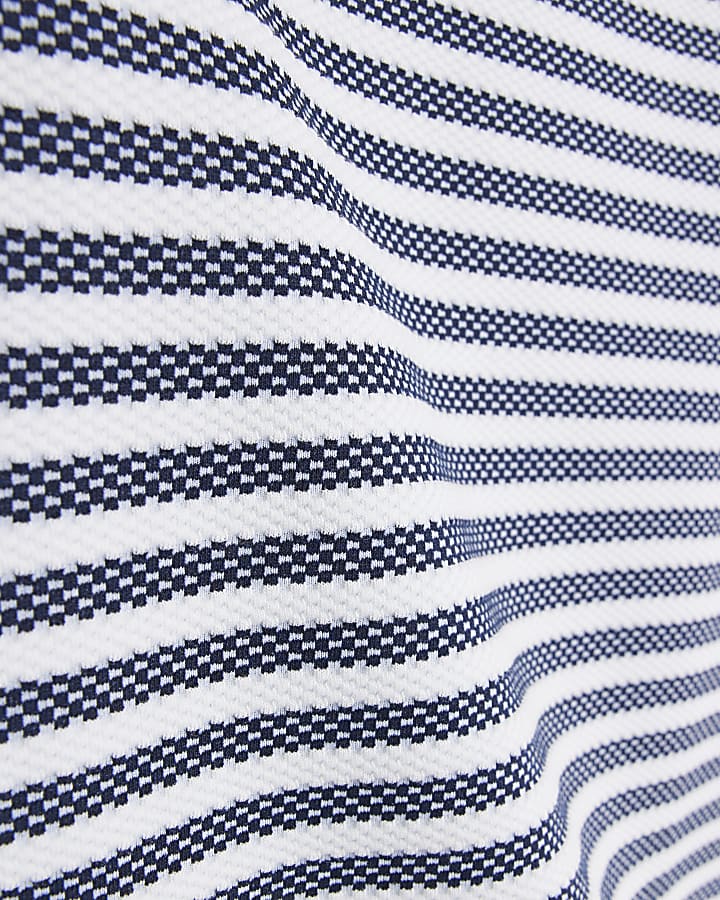 Boys Navy Stripe Textured T-shirt