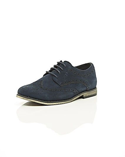 360 degree animation of product Boys navy suede brogues frame-0