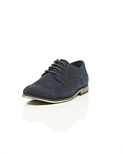 360 degree animation of product Boys navy suede brogues frame-1