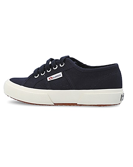 360 degree animation of product Boys navy Superga lace up canvas trainers frame-4