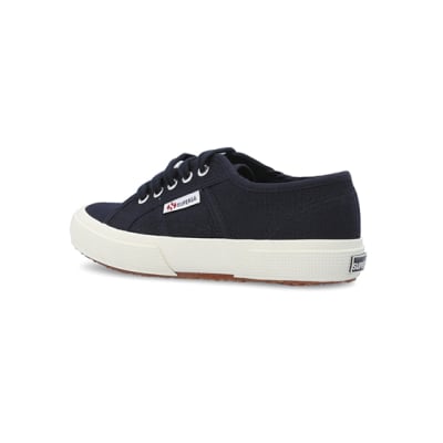360 degree animation of product Boys navy Superga lace up canvas trainers frame-5
