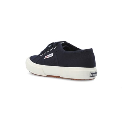 360 degree animation of product Boys navy Superga lace up canvas trainers frame-6