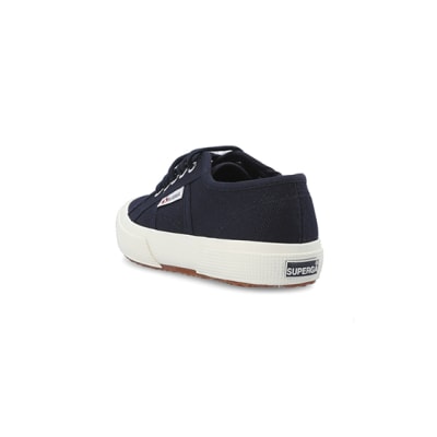 360 degree animation of product Boys navy Superga lace up canvas trainers frame-7