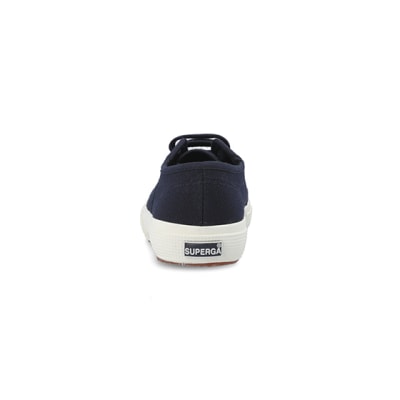360 degree animation of product Boys navy Superga lace up canvas trainers frame-9