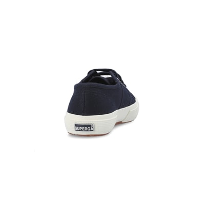 360 degree animation of product Boys navy Superga lace up canvas trainers frame-10