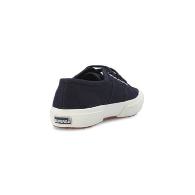 360 degree animation of product Boys navy Superga lace up canvas trainers frame-11