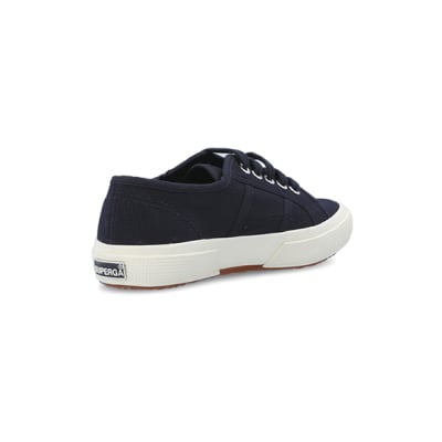 360 degree animation of product Boys navy Superga lace up canvas trainers frame-12