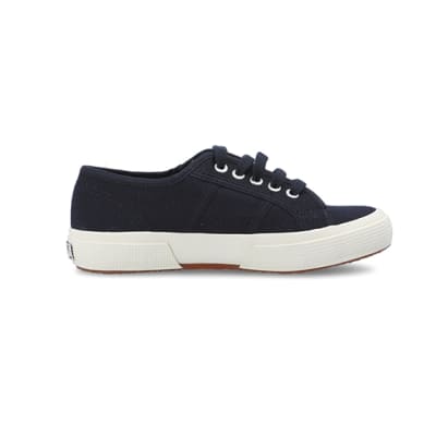 360 degree animation of product Boys navy Superga lace up canvas trainers frame-15