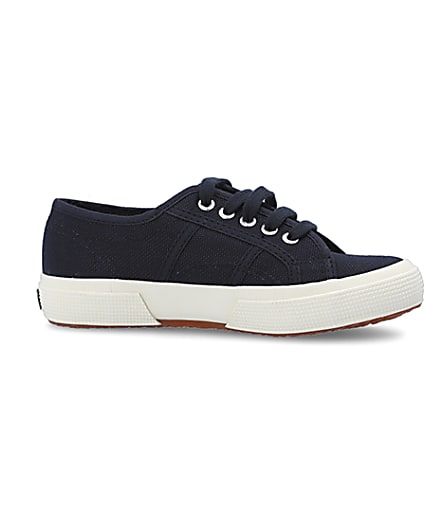 360 degree animation of product Boys navy Superga lace up canvas trainers frame-16
