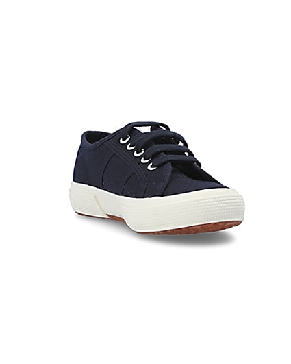 360 degree animation of product Boys navy Superga lace up canvas trainers frame-19