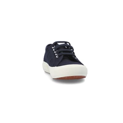 360 degree animation of product Boys navy Superga lace up canvas trainers frame-20