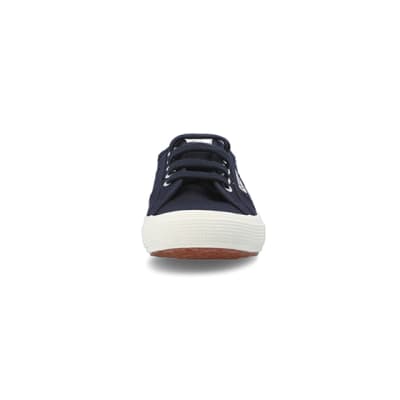 360 degree animation of product Boys navy Superga lace up canvas trainers frame-21