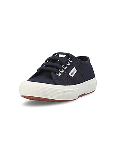 360 degree animation of product Boys navy Superga lace up canvas trainers frame-23