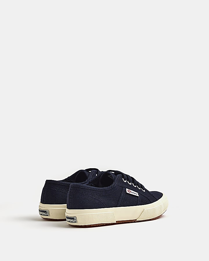 Boys navy Superga lace up canvas trainers