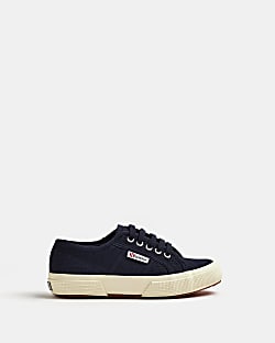 Boys navy Superga lace up canvas trainers