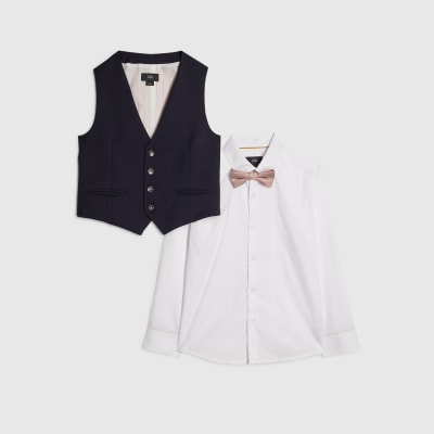 Boys Navy Tailored Waistcoat 3 Piece Set