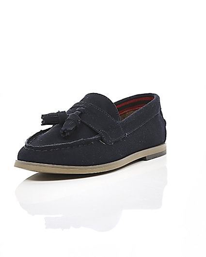 360 degree animation of product Boys navy tassel loafers frame-1