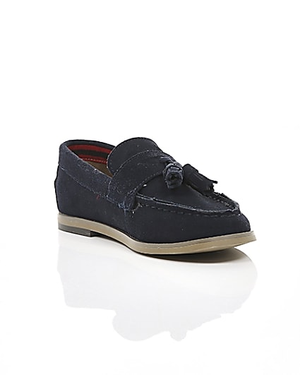 360 degree animation of product Boys navy tassel loafers frame-6