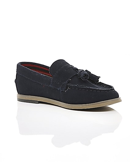 360 degree animation of product Boys navy tassel loafers frame-7
