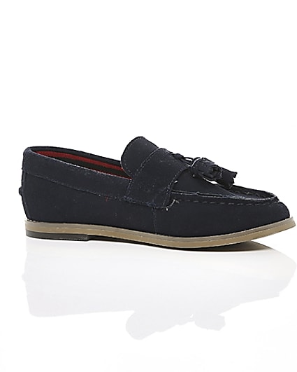 360 degree animation of product Boys navy tassel loafers frame-8