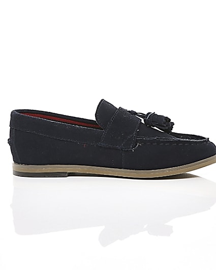 360 degree animation of product Boys navy tassel loafers frame-9