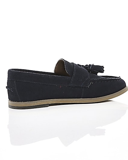 360 degree animation of product Boys navy tassel loafers frame-11