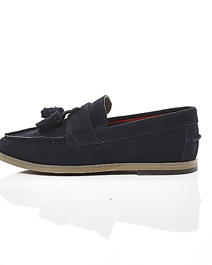 360 degree animation of product Boys navy tassel loafers frame-21