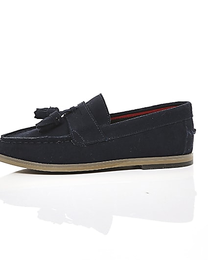360 degree animation of product Boys navy tassel loafers frame-22