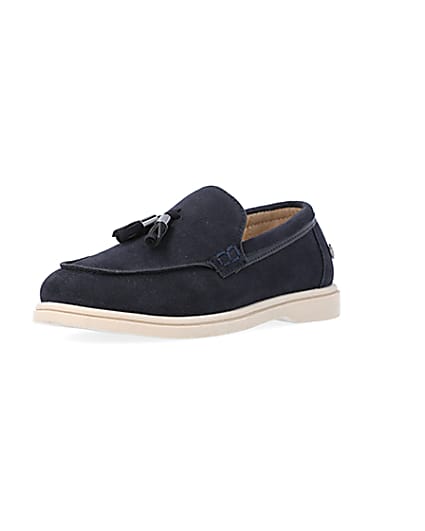 360 degree animation of product Boys Navy Tassel Loafers frame-0