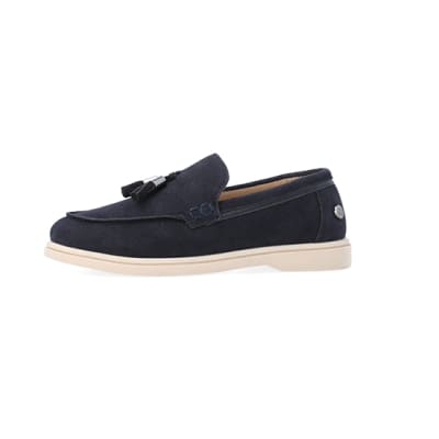 360 degree animation of product Boys Navy Tassel Loafers frame-2