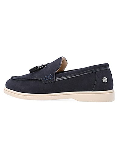 360 degree animation of product Boys Navy Tassel Loafers frame-4