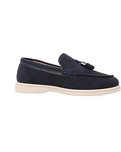 360 degree animation of product Boys Navy Tassel Loafers frame-16