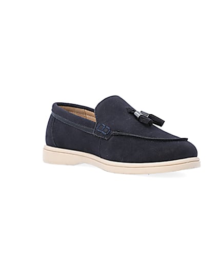 360 degree animation of product Boys Navy Tassel Loafers frame-18