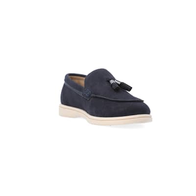 360 degree animation of product Boys Navy Tassel Loafers frame-19