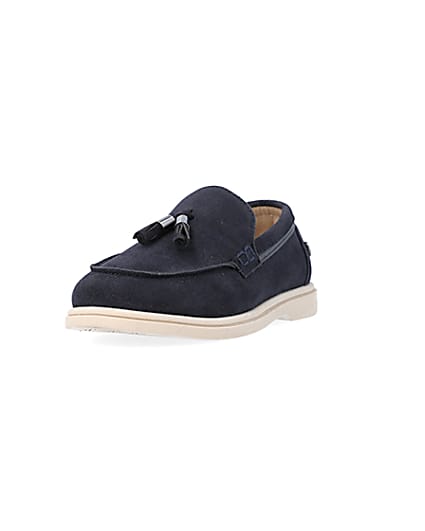 360 degree animation of product Boys Navy Tassel Loafers frame-23