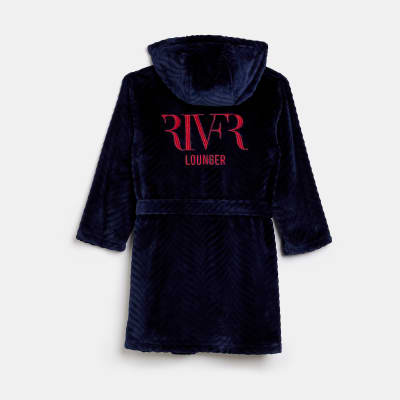 Boys Navy Textured Embroidered Dressing Gown River Island