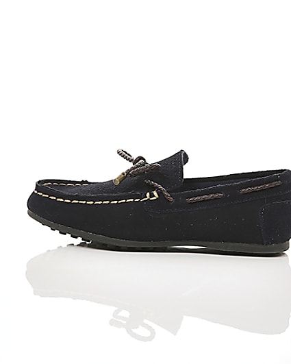 360 degree animation of product Boys navy tie front loafers frame-21