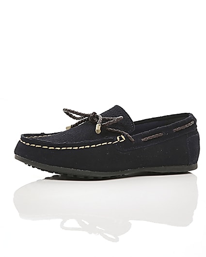 360 degree animation of product Boys navy tie front loafers frame-23