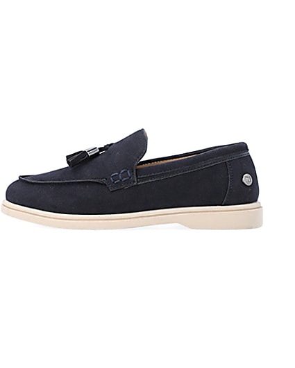360 degree animation of product Boys Navy wide fit tassel loafers frame-3