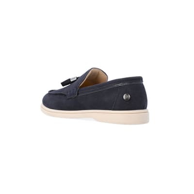 360 degree animation of product Boys Navy wide fit tassel loafers frame-6