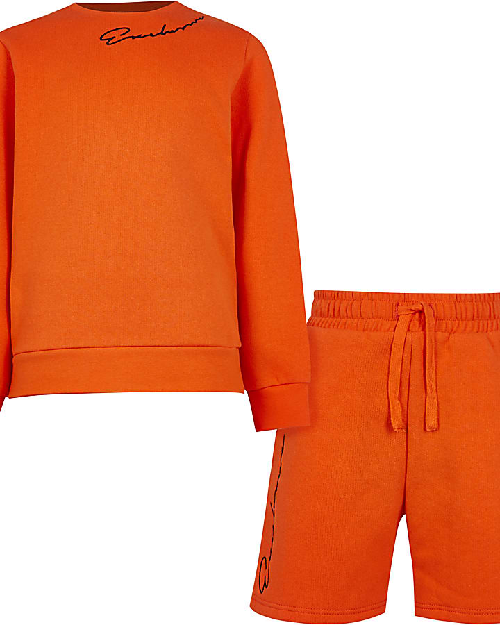 Boys orange 'Exclusive' sweatshirt outfit
