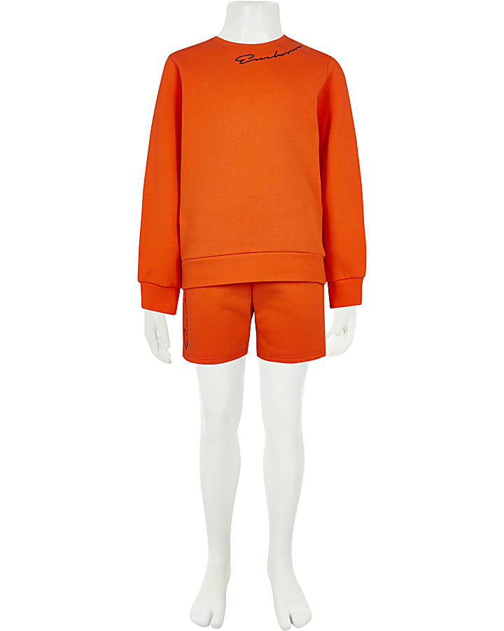 Boys orange 'Exclusive' sweatshirt outfit